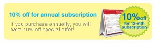 10% off for annual subscription